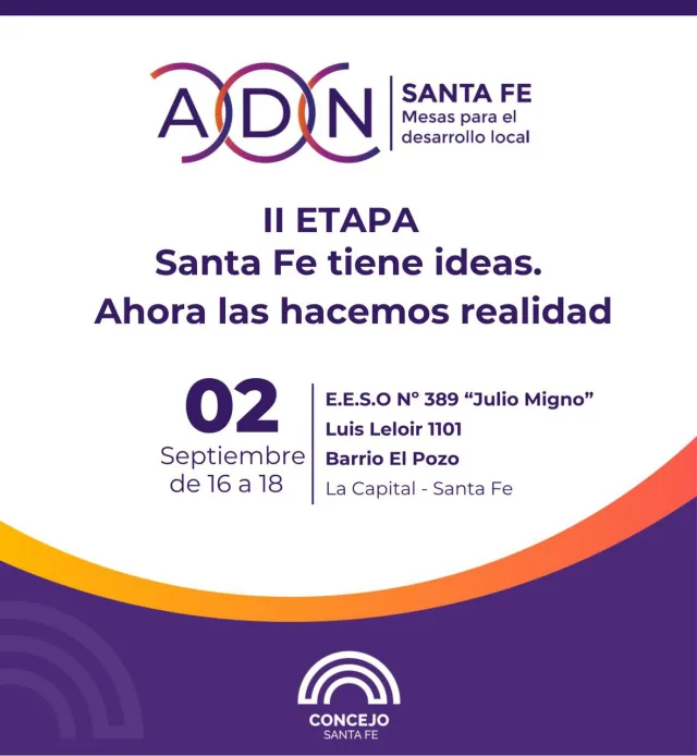 ADN II Etapa: Santa Fe tiene ideas. Ahora las hacemos realidad. Distrito La Costa